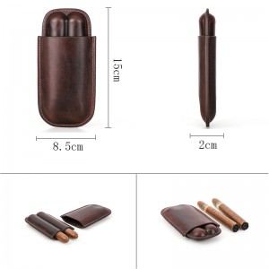 Kuyenda Cigar Case Genuine Leather Cigar Pouch Box Kwa 2 Cigars