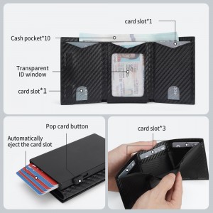 RFID Blocking Detachable Magnetic Tri-fold Wallet Pop Up Aluminum Credit Card Holder