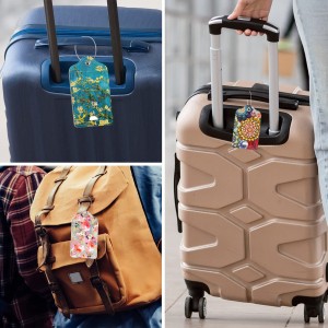 La aduana de la etiqueta del equipaje del cuero de la PU hace la etiqueta del equipaje del viaje del color