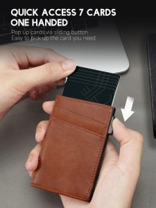 Portefeuille porte-cartes en métal et aluminium pop-up rfid