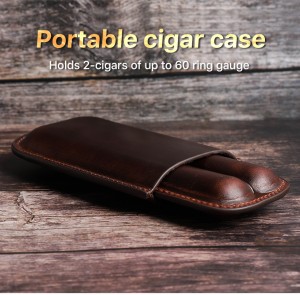 Travel Cigar Case Genuine Leather Cigar Pouch Box For 2 Cigars