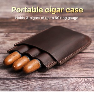 Mini Portable Customized Custom Promotion Gift Luxury Travel 3 Finger Humidors Cigaret Case