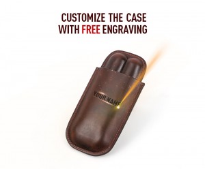 Travel Cigar Case Genuine Leather Cigar Pouch Box Para sa 2 Cigar