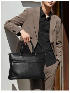genuine leather business briefcases bag for men
