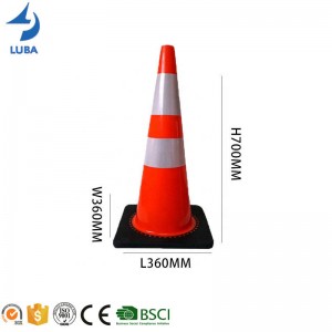 700*360*360mm PVC Traffic Cone Black Base