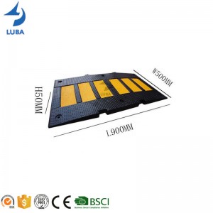 500x900x50/75mm Rubber Speed Hump With Yellow  Reflective Film