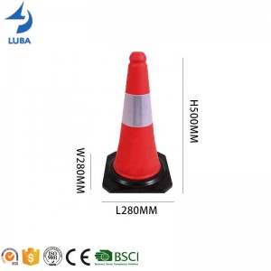 500*280*280mm PE Traffic Cone Black Base