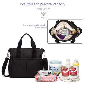 Small Diaper Bag 11.8×4.5×11.8 Inch for Mom with Insulated Aluminum Foil Pocket Women’s Tote or Messenger Diaper Bags Black