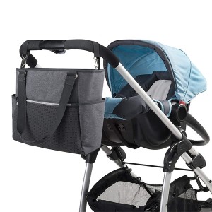 Diaper Tote Bag with Stroller Hooks, Insulated Bottle Pocket, Padded Tablet Pocket, & Portable Changing Pad
