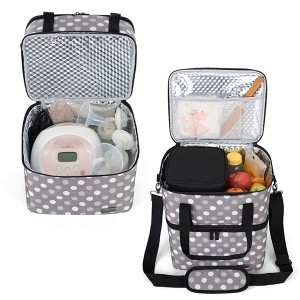 Breast Pump Bag with 2 Compartments for Breast Pump and Cooler Bag, Pumping Bag for Working Mothers