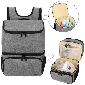 Breast Pump Bag Backpack with Cooler Compartment for Breast Pump, Cooler Bag, Breast Milk Bottles and More, Double Layer Pumping Bag for Working Moms