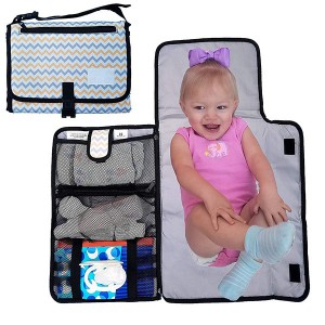 Portable Changing Pad – Diaper Clutch – Lightweight Travel Station Kit for Baby Diapering Entirely Padded, Detachable and Wipe