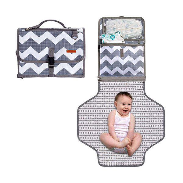Popular Design for Diaper Bags - Baby Portable Diaper Changing Pad, Waterproof Travel Changing Mat Station, Built -in Padded Head Rest, Includes Mesh Pockets for Diapers and Wipes – Flyone