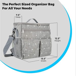 Universal Parents Diaper Organizer Bag with Stroller Attachments. Large Strollers Insulated Baby Bag. Gift for Newborns, Infants, Toddlers, Babies. 3 Ways to Carry – Shoulder, Messenger Bag, Backpack, Gray