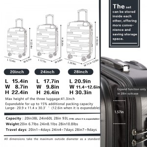 Custom ABS PC 3 Piece Carry-on Travel Luggage Sets On Wheels with TSA Lock Spinner