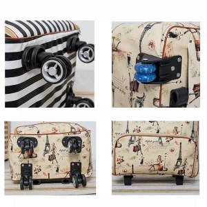 Lightweight Pattern Duffel Carry On Luggage Bag Weekender Overnight Business Travel Suitcase with 4 Rolling Spinner Wheels