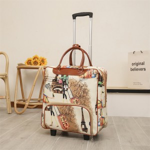 Lightweight Pattern Duffel Carry On Luggage Bag Weekender Overnight Business Travel Suitcase with 4 Rolling Spinner Wheels