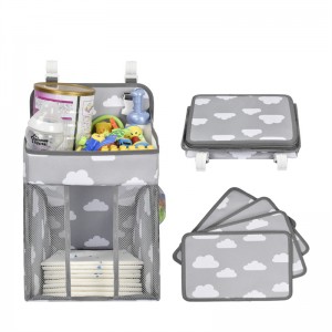 Hanging Nursery Nappy Organiser Diaper Holder Caddy Stacker for Baby Girl Boy Crib Bedside Storage Bag