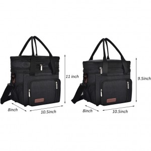 Outdoor Portable Waterproof Insulated Black Double Layer Beach Lunch Cooler Bag
