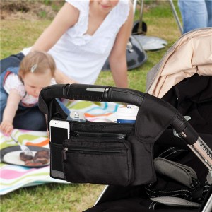High Quality Universal Stroller Organizer with Insulated Cup Holder, Black