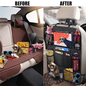 Great Travel Accessories Protector Cover Storage Bag Organizer Car Back Seat Organizer for Kids with Touch Screen Tablet Holder, Black