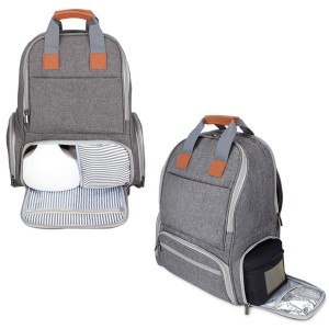 Multifunctional breast pump backpack tote mum travel diaper bag, gray