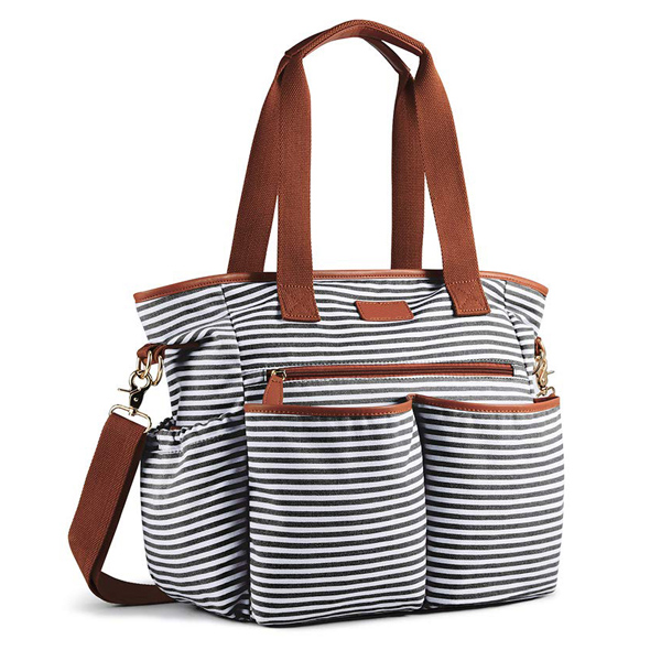 Striped-Diaper-Tote-Weekender Bag