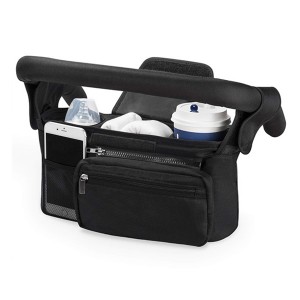 High Quality Universal Stroller Organizer with Insulated Cup Holder, Black