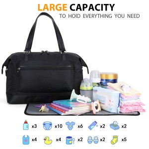 Large Diaper Tote Bag Travel Duffel Bag for Mom and Dad with Changing Pad