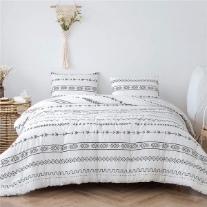 Low price for Bedspread - White Boho Comforter Set Full Size, 3 Pieces (1Bohemian Striped Comforter+2 Pillowcases) Aztec Geometric Triangle Arrow Comforter Set, Microfiber Down Alternative Comfort...