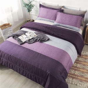 Stripe Comforter Set, 3 Pieces(1 Comforter and 2 Pillowcase), Soft Microfiber Down Alternative Comforter Bedding Set with Corner Loops