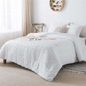 Big discounting Summer Quilts Online - Tufted Dot Comforter Set, 3 Pieces (1 Jacquard Comforter, 2 Pillowcase) All Season Down Alternative Comforter Washed Microfiber Bedding Set with Corner Loops...