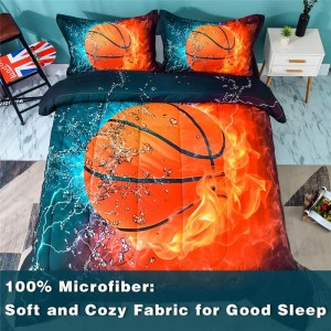 Basketball Comforter Twin, 3 Pieces(1 Basketball Comforter, 2 Pillowcase) Sport Microfiber Basketball Comforter Set Bedding Set for Kids Boys Teens