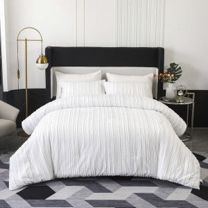 2021 Latest Design Floral Bedding - Floral White Stripe Comforter Set – Goodao Textile