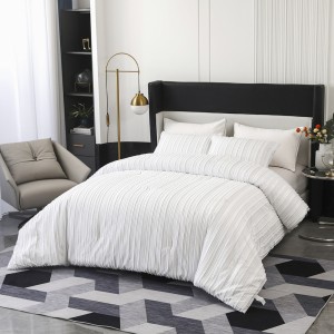 Floral White Stripe Comforter Set