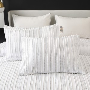 Floral White Stripe Comforter Set