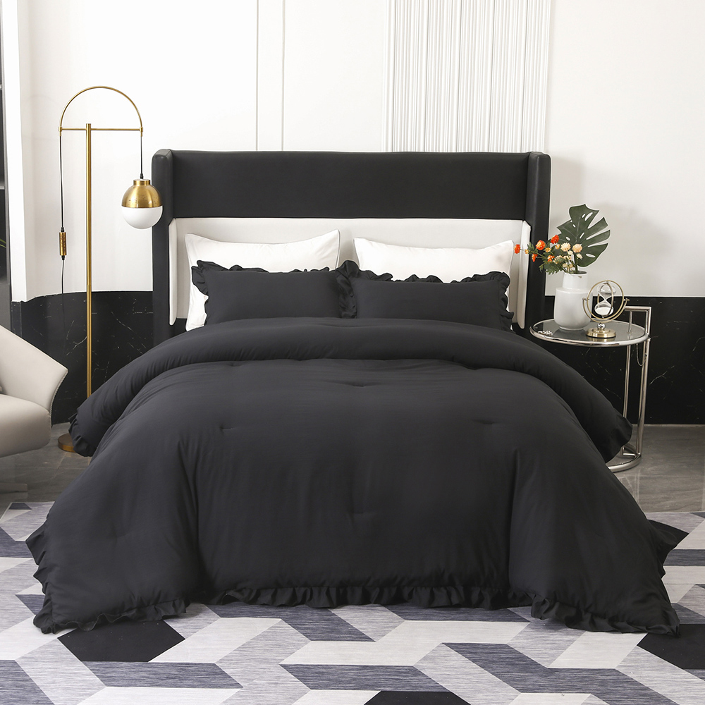 Wholesale Discount Waterproof Rubber Bed Sheet - Ruffle Ruffle – Black – Goodao Textile