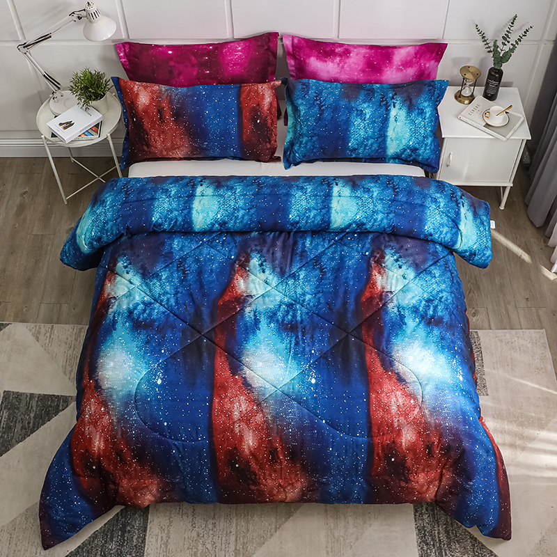 3D Galaxy Comforter, 3 Pieces(1 Galaxy Comforter, 2 Pillowcase), Universe Outer Space Comforter, Microfiber Bedding Set for Boy Girl Kid Teen