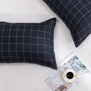 LUCKYBULL Navy Grid Comforter Set 3 Pieces Full Bedding Set Fluffy Down Alternative Navy Grid Comforter with White Lines, Grid Soft Textured Comforter with 2 Pillowcases All Seasons