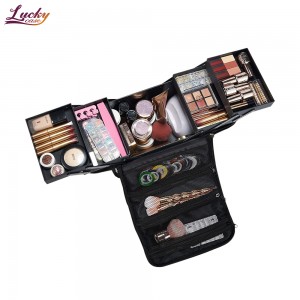 Makeup Case Professional Nail Train Bag Carrying Artist Travel Cosmetic Storage Handbag with 4 Trays