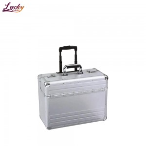 Work Rolling Briefcase with Wheel Aluminum Briefcase Sliver Attache Case