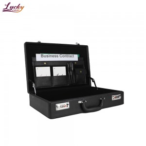 Expandable PU Leather Briefcase Attache Dual Combination Locks