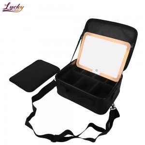 Travel Makeup Bag with LED Mirror Professional Cosmetic Bag with Compartment
