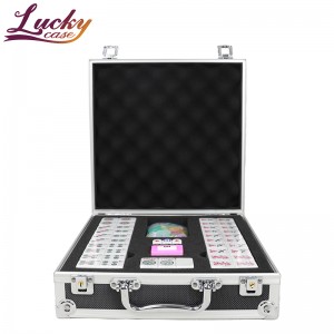 Black Portable Mahjong Tool Case With Protective And Customized Foam Aluminum Suitcase