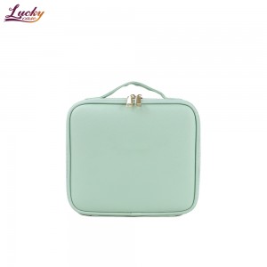 Macarone Green Travel Makeup Bag Professional Cosmetic Bag with Dividers