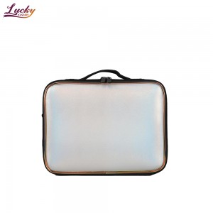 Pu Travel Makeup Bag with Lighted Mirror Train Case Cosmetic Bag