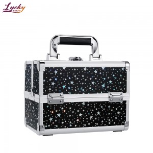 Lockable Beauty Case Mirror Professional Makeup Carrying Case with Lock Compartments