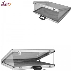 Aluminum Glass Top Display Locking Travel Table Counter Top Case w/side Panel Acrylic Display Case