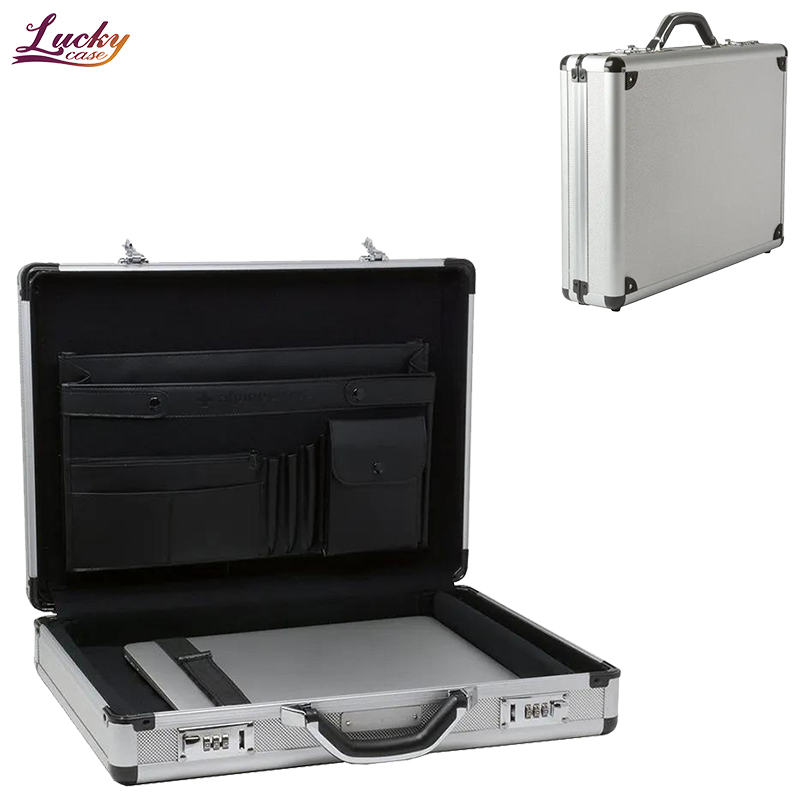 Aluminum Attache Case Padded Laptop Briefcase with Combo Lock Hard Sided
