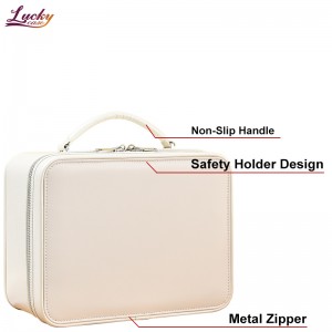 White Makeup Bag with Led Mirror Custom Cosmetic Bag with Lights
